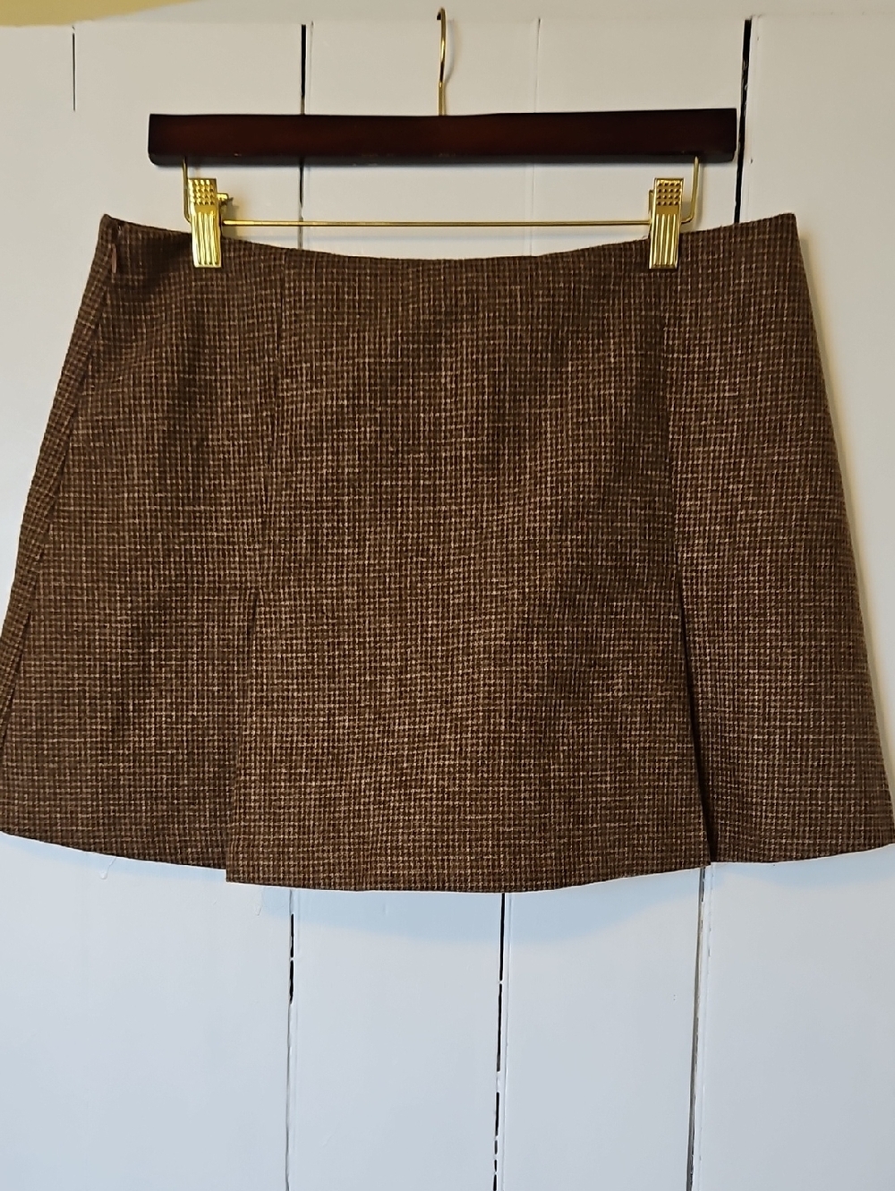 Astr Brown Tweed Mini Skirt